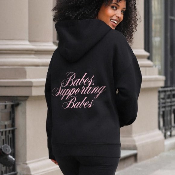 THE "BABES SUPPORTING BABES" BIG SISTER HOODIE | BLACK - Picture 1 of 6